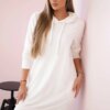 Velour dress with hood ecru
