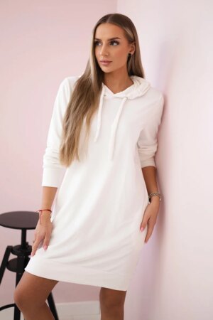 Velour dress with hood ecru