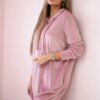 Velour dress with hood navy pink