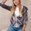 Velour hoodie in grey colour