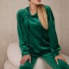 Velour set kangaroo hoodie + trousers bright green