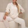 Velour set kangaroo hoodie + trousers light beige