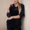 Velour set kangaroo sweatshirt + trousers navy blue