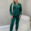 Velour set sweatshirt + trousers green