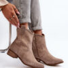 Velúr Cowboy csizma alacsony sarkú Zazoo 3329 Cappucino