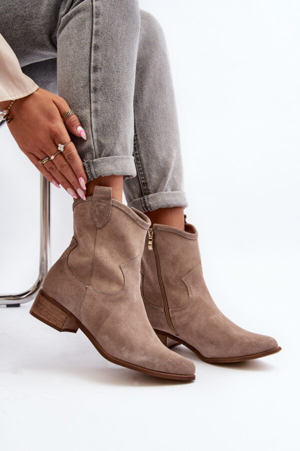 Velúr Cowboy csizma alacsony sarkú Zazoo 3329 Cappucino