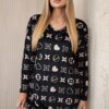 Velvet dress with a decorative pattern black