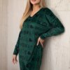 Velvet dress with decorative pattern green + black