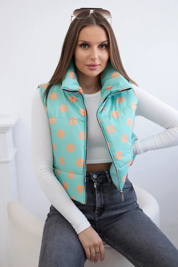 Vest with small mint flowers