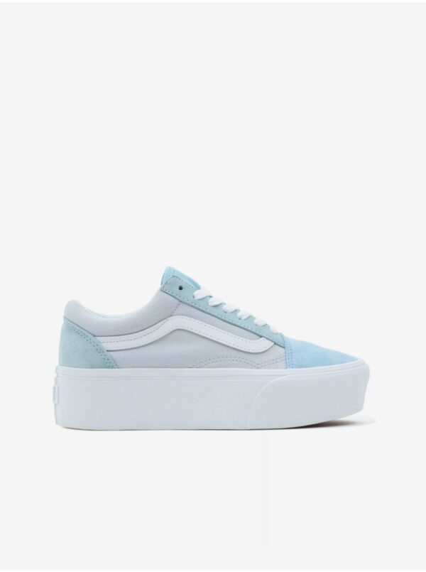 Világoskék női velúr cipők a VANS Old Skool platformon - Nők