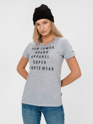 Világosszürke női póló SAM 73 nyomtatással Világosszürke női póló SAM 73 nyomtatással