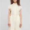 Viscose Twill Women's Short Jumpsuit - Cream