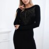 Viscose dress with gold zirconia motif black