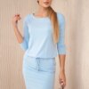 Viscose dress with tie at the waist in azure color