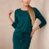 Viscose dress with waist tie dark green
