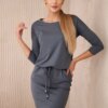 Viscose dress with waist tie graphite