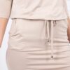 Viscose dress with waist tie light beige