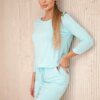 Viscose dress with waist tie mint