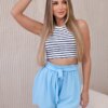 Viscose shorts with a tie at the waist blue
