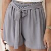 Viscose shorts with a tie at the waist in gray
