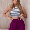 Viscose shorts with a tie at the waist plum