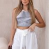 Viscose shorts with a tie at the waist white