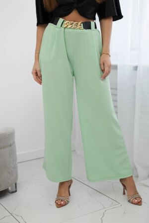 Viscose trousers with wide legs mint