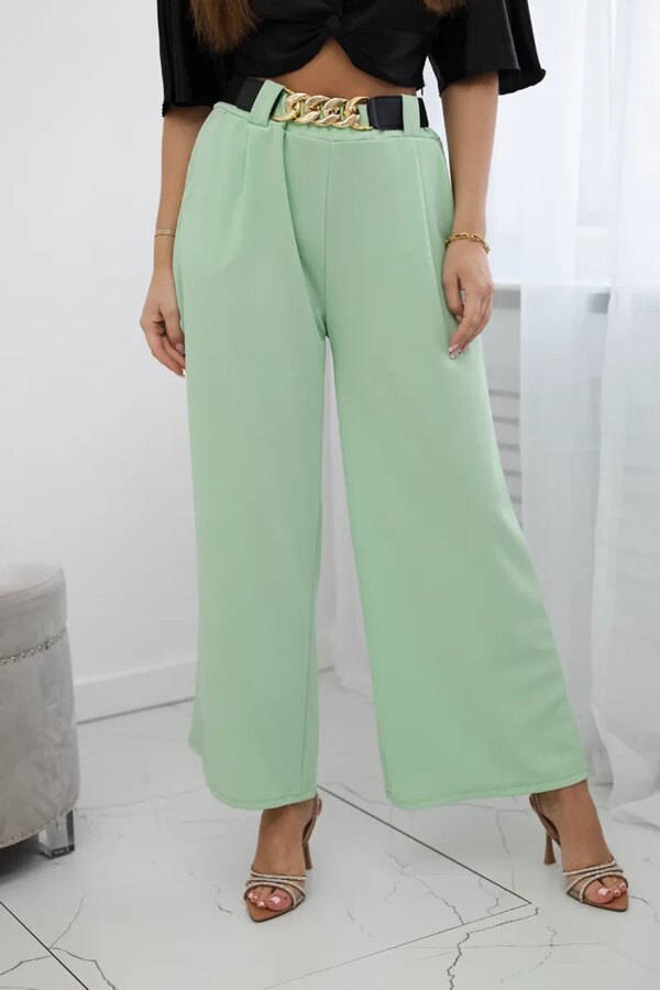 Viscose trousers with wide legs mint