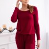 Viscose waist-length jumpsuit burgundy
