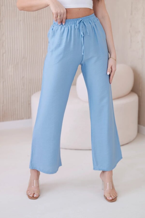 Viscose wide blue trousers