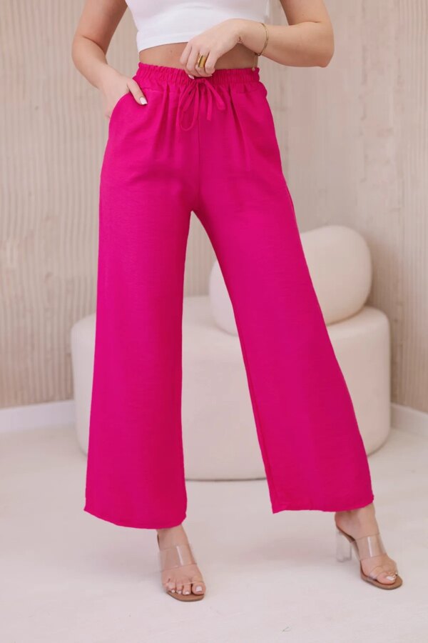 Viscose wide fuchsia trousers