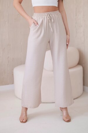 Viscose wide trousers in dark beige color