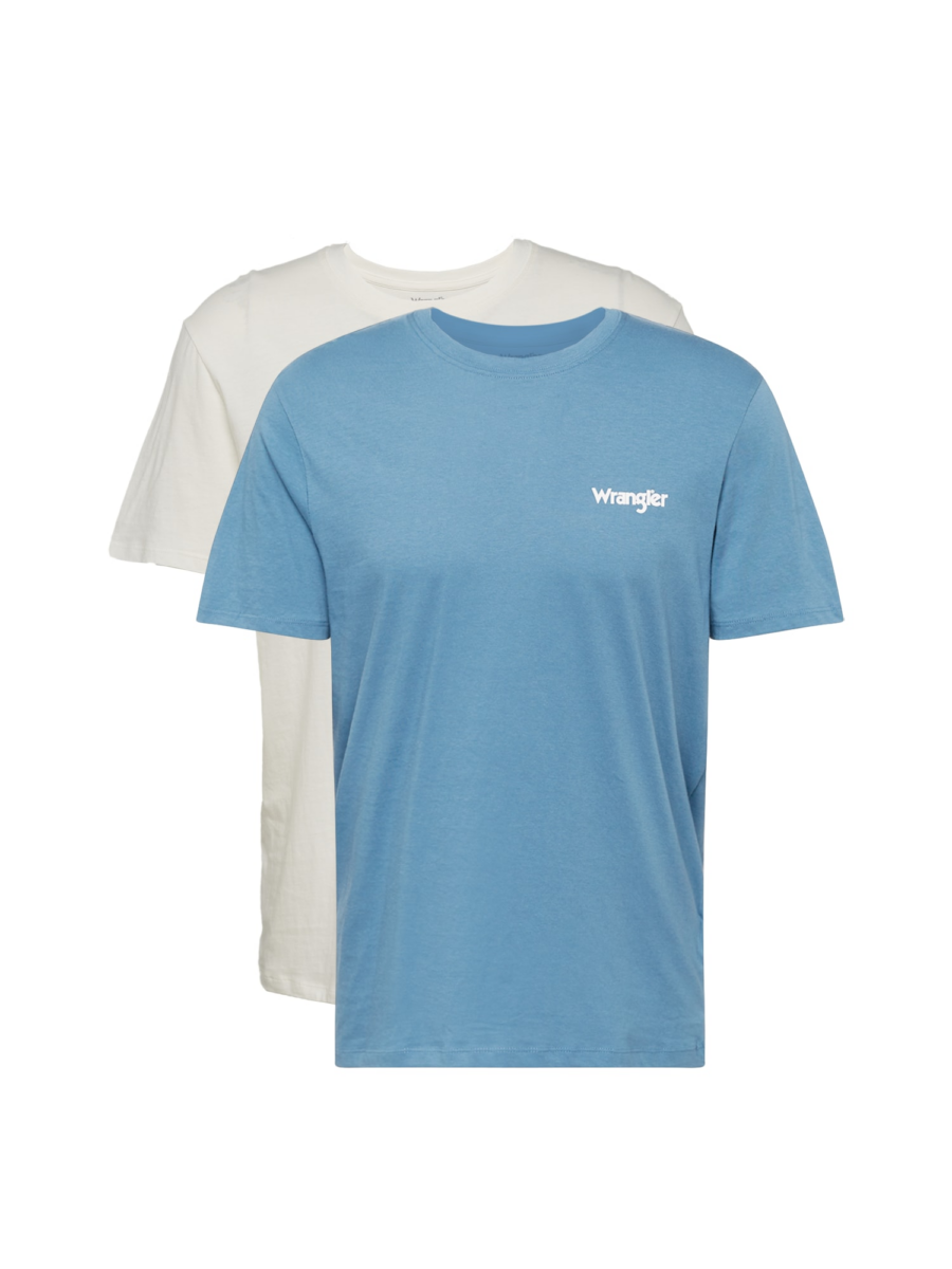 WRANGLER Póló '2PACK SIGN OFF TEE'  füstkék / fehér-Hungary