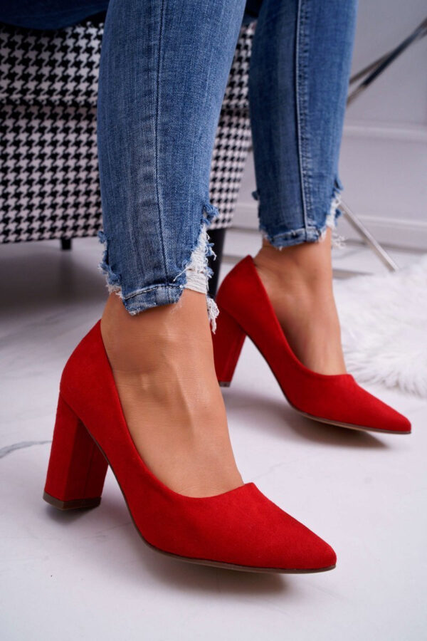 WS1 Stiletto női velúr piros Florena pumpák