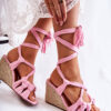 WS1 Velúr Tied Wedge szandál Pink Flavia