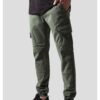 Washed Cargo Twill Jogging Pants Olive