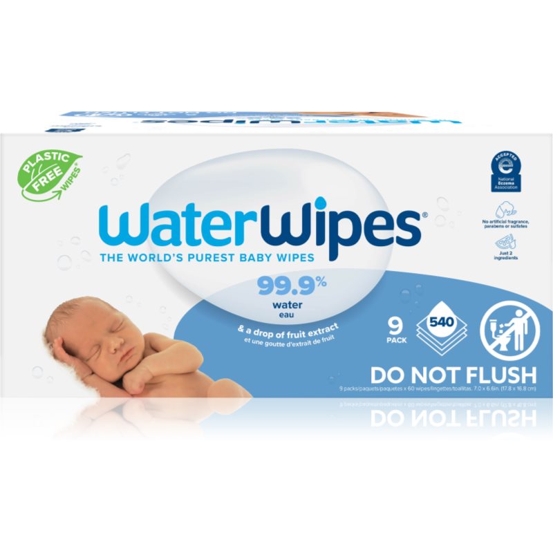 WaterWipes Baby Wipes 9 Pack finom nedves törlőkendők gyermekeknek 9x60 db-Ár