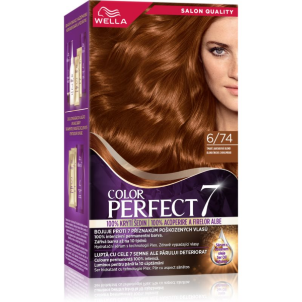 Wella Color Perfect hajfesték árnyalat 6/74 Dark Blonde Amber 1 db-Ár Wella Color Perfect hajfesték árnyalat 6/74 Dark Blonde Amber 1 db-Ár