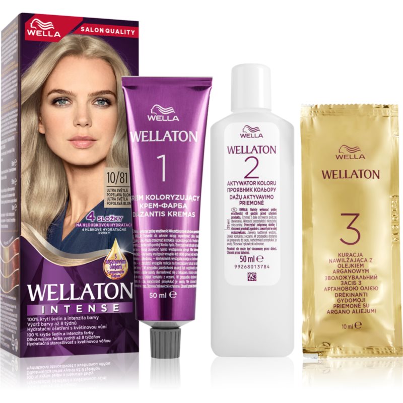 Wella Wellaton Intense tartós hajfesték Argán olajjal árnyalat 10/81 Ultra Light Ash Blond 1 db-Ár