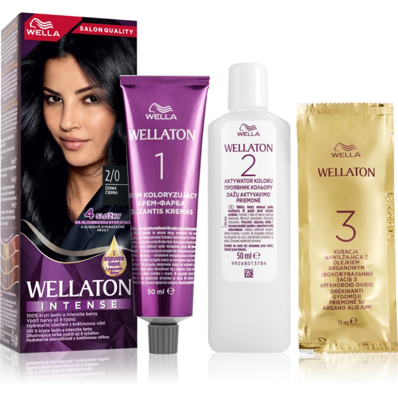 Wella Wellaton Intense tartós hajfesték Argán olajjal árnyalat 2/0 Black 1 db-Ár