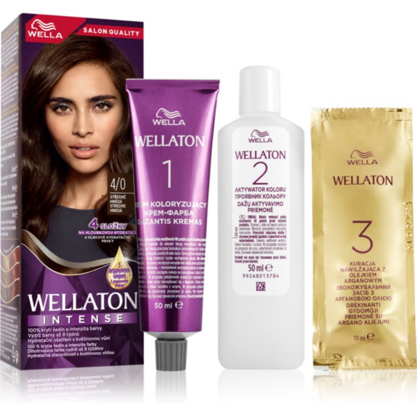 Wella Wellaton Intense tartós hajfesték Argán olajjal árnyalat 4/0 Medium Brown 1 db-Ár Wella Wellaton Intense tartós hajfesték Argán olajjal árnyalat 4/0 Medium Brown 1 db-Ár