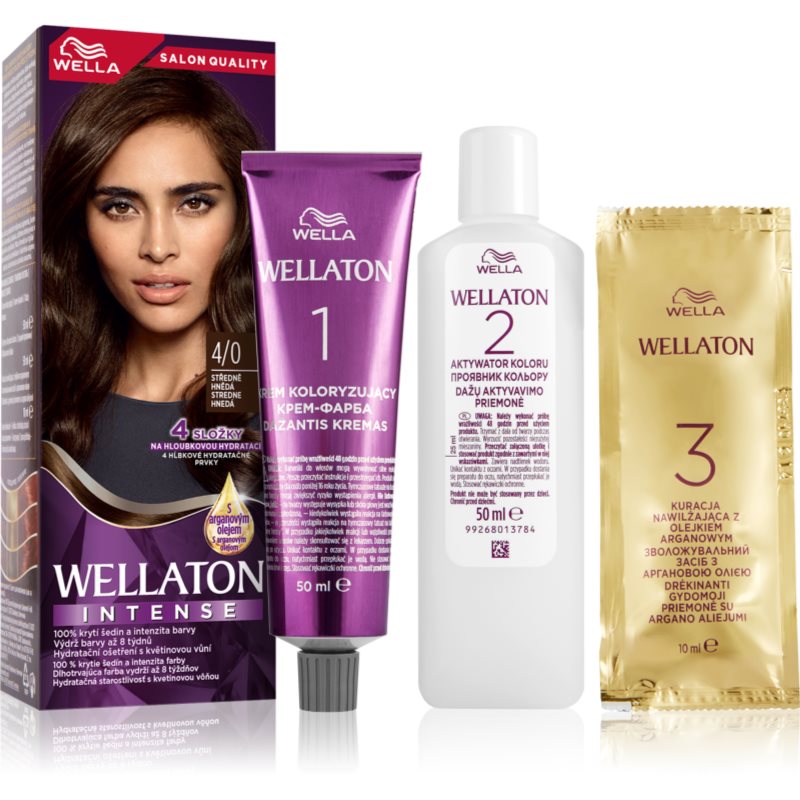 Wella Wellaton Intense tartós hajfesték Argán olajjal árnyalat 4/0 Medium Brown 1 db-Ár