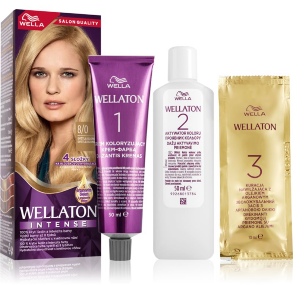 Wella Wellaton Intense tartós hajfesték Argán olajjal árnyalat 8/0 Light Blonde 1 db-Ár Wella Wellaton Intense tartós hajfesték Argán olajjal árnyalat 8/0 Light Blonde 1 db-Ár