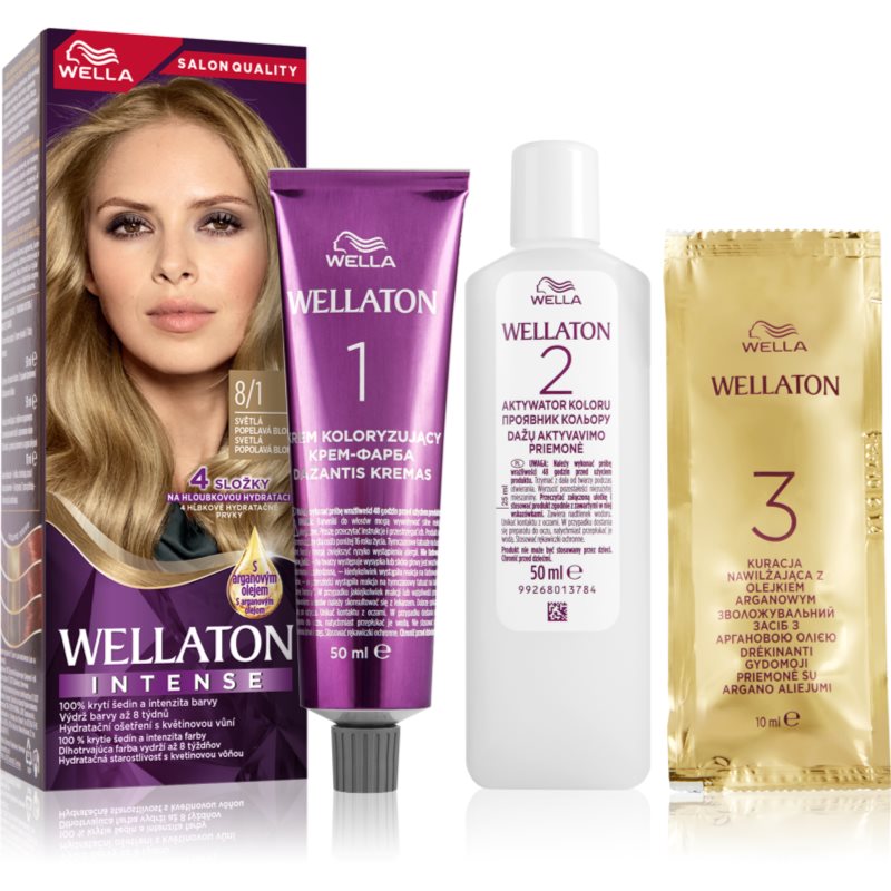 Wella Wellaton Intense tartós hajfesték Argán olajjal árnyalat 8/1 Light Ash Blonde 1 db-Ár