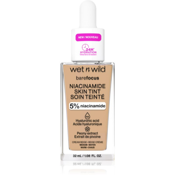 Wet n Wild Bare Focus Niacinamide Skin Tint könnyű hidratáló alapozó árnyalat Cream Beige (Warm) 32 ml-Ár