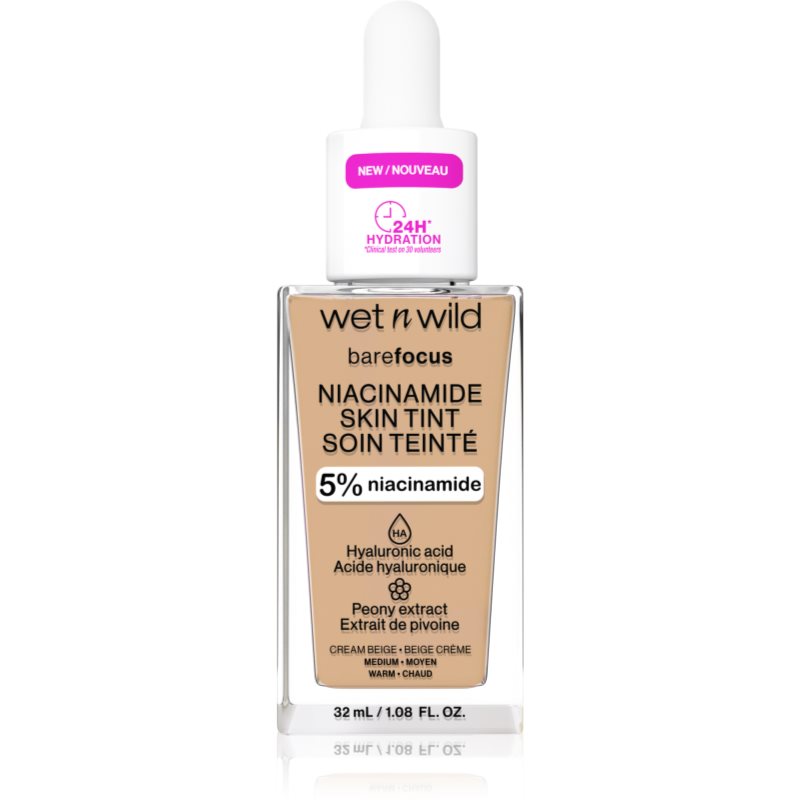 Wet n Wild Bare Focus Niacinamide Skin Tint könnyű hidratáló alapozó árnyalat Cream Beige (Warm) 32 ml-Ár