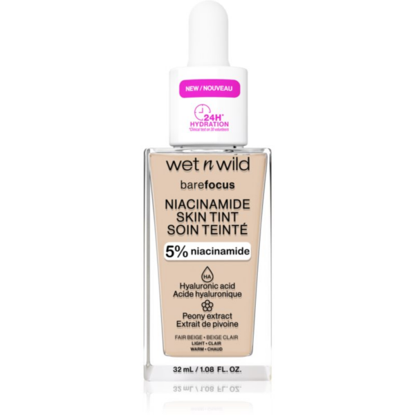 Wet n Wild Bare Focus Niacinamide Skin Tint könnyű hidratáló alapozó árnyalat Fair Beige (Warm) 32 ml-Ár