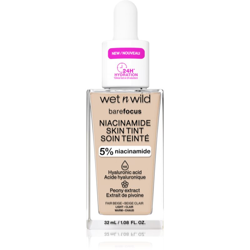 Wet n Wild Bare Focus Niacinamide Skin Tint könnyű hidratáló alapozó árnyalat Fair Beige (Warm) 32 ml-Ár