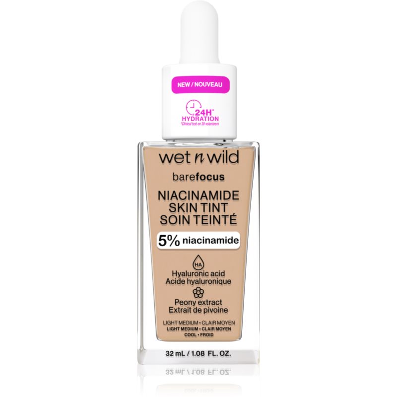 Wet n Wild Bare Focus Niacinamide Skin Tint könnyű hidratáló alapozó árnyalat Light Medium (Cool) 32 ml-Ár