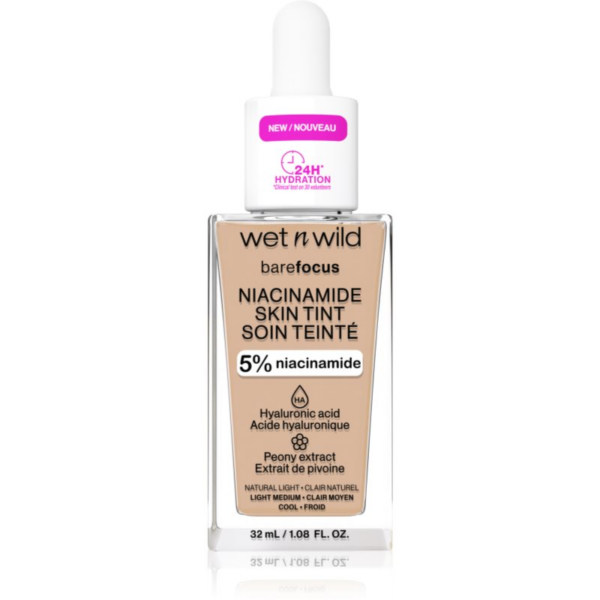 Wet n Wild Bare Focus Niacinamide Skin Tint könnyű hidratáló alapozó árnyalat Natural Light (Cool) 32 ml-Ár